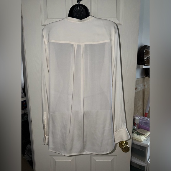 Vince Silk Long-Sleeve Optic White Blouse - Picture 7 of 7